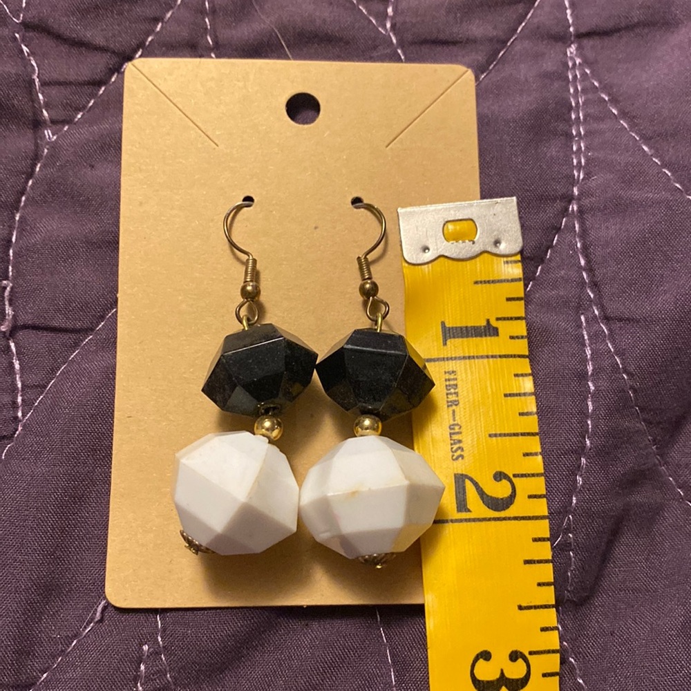 Black and White cube Earrings